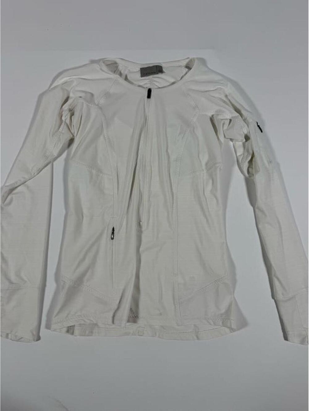 Athleta White Long Sleeve Zip-Up Activewear Top SMALL